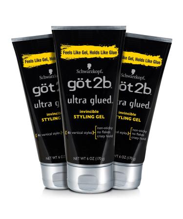 Got2b Ultra Glued Invincible Styling Hair Gel 6 oz (Count of 3)