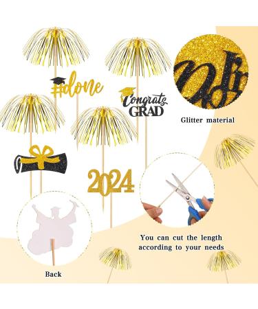 160 Pcs Graduation Firework Cupcake Toppers Set 100 Pcs 9 Inch Gold Foil Frill Firework Toothpicks and 60 Pcs Graduation Glitter Graduation Cupcake Topper for Graduation Party Cake Cocktail Food Fruit - Buy Online on SooperMarket.com
