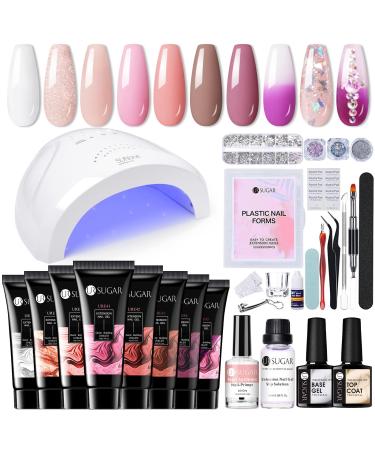Ur Sugar polygel starter set with UV lamp 48W 8 colors nail extension nail gel set Geln gel Starter set Poligelnagel starter set Shellac set starter set with lamp manicure Complete pink nude color