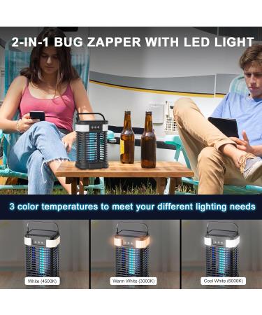 Buy Solar Insect Killer with Light Sensor | USB Rechargeable Mosquito Lamp | Waterproof Fly Destroyer - 4200V Non-Toxic UV Trap for Indoor & Outdoor Use - Buy Online on SooperMarket.com
