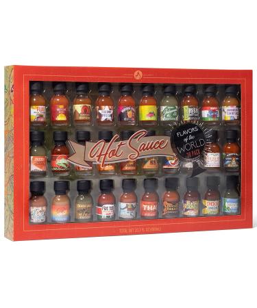 Thoughtfully Gifts Hot Sauce Flavors of the World Variety Pack - 30 Unique Sauces Including Thai Pepper, Baja Heat Mango, Costa Rica Lava Heat - Perfect Gift for Foodies - Buy Online on SooperMarket.com