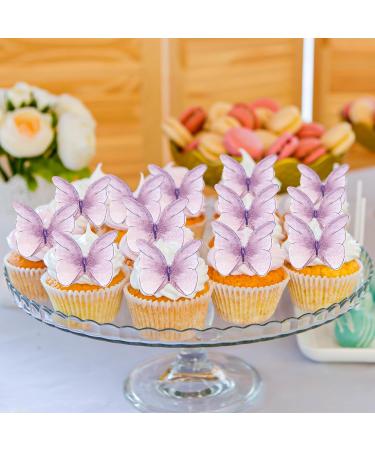 Alegre Edible Butterflies for Cake - 48 Purple Cupcake Toppers & Cake Decorations | Perfect for Birthdays Weddings & Baptisms - Buy Online on SooperMarket.com