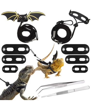 Allazone 4 pieces of lizards pet leash 2 style adjustable reptiles lizards and reptiles feeding tongs for lizards reptiles amphibians small animals 3 size