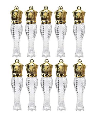 Healthcom 10 Pcs 5ml Mermaid Crown Clear Lip Gloss Tubes Vials Empty Refillable Lip Glaze Tubes DIY Cosmetic Container Lipstick Tube Bottle with Crown Wand Makeup Travel Lipgloss Bottle for Women Girl