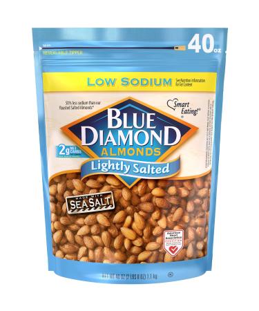 Blue Diamond Almonds Low Sodium Lightly Salted Snack Nuts, 40 Oz Resealable Bag (Pack of 1) 2.5 Pound (Pack of 1)