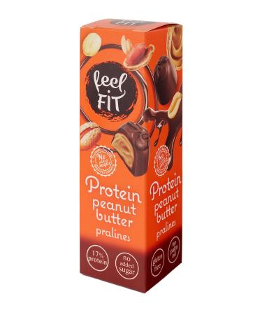 Feel fit protein peanut butter chocolates in high-quality milk chocolate without added sugar 17% protein gluten-free 12- Pack (12 x 33 g)