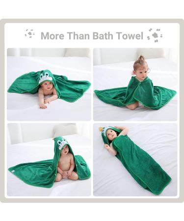 Bamboo Hooded Baby Bath Towel | Toddler Wearable Blanket | Dinosaur Bathrobe - Large Size 75x100cm - Buy Online on SooperMarket.com