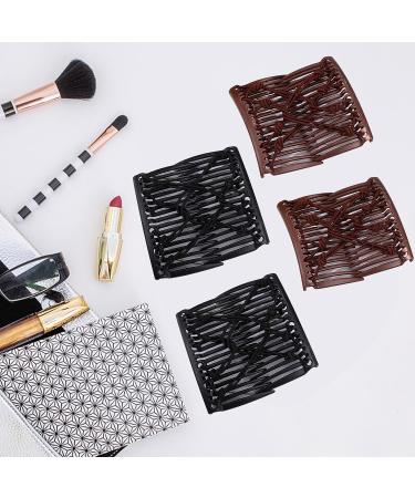 4 Pieces Adjustable Double Comb Hair Clip Set for Thick Curly Hair - Coffee and Black - Buy Online on SooperMarket.com