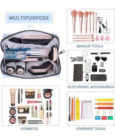 MAANGE Small Waterproof PU Leather Makeup Bag for Women - Light Blue - Buy Online on SooperMarket.com