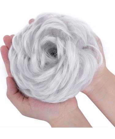 Silver Grey Messy Hair Bun Ponytail Extension Scrunchie for Women - 45g - Buy Online on SooperMarket.com