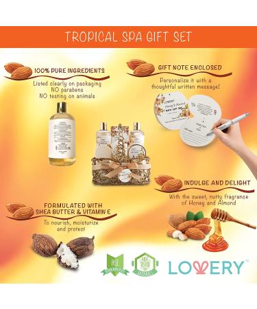 Luxury Home Spa Gift Basket - Honey & Almond Scent | Bath & Body Set for Men & Women - Buy Online on SooperMarket.com