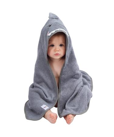 COOKY.D Bamboo Hooded Baby Bath Towel Toddler Wearable Blanket Boy Girl Animal Bathrobe Shark 75x75cm