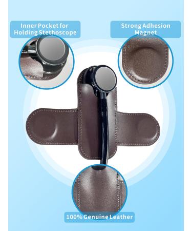 Premium Genuine Leather Stethoscope Holder | Durable & Magnetic Closure for Doctors & Nurses | Easy Access Design - Brown - Buy Online on SooperMarket.com