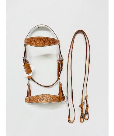 AMAZING HORSE STUFF Sidepull Bitless Bridle with Hand Carved Designer Browband & Noseband - Pony Size - Buy Online on SooperMarket.com