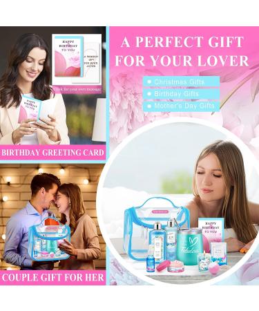 Birthday Spa Gift Set for Women - Lotus Rose Bath & Body Works Baskets | Perfect Present for Mom, Sister, Wife, Auntie | Blue Women's Bubble Bath - Buy Online on SooperMarket.com
