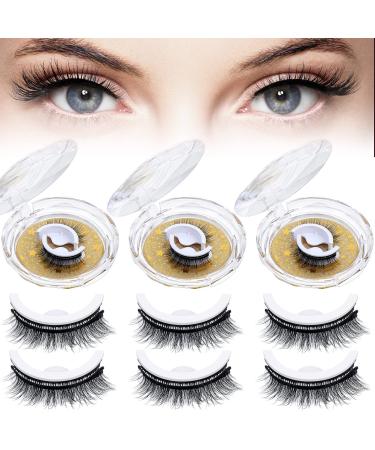 Loopeer 6 Pairs Reusable Self Adhesive Eyelashes Natural Look False Eyelashes No Glue or Eyeliner Needed Reusable Adhesive Eyelashes Self Adhesive Lashes Extension for Women Girls (Natural Style)