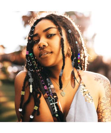 RechicGu Silver 134 Pcs Dreadlocks Loc Accessories with 7 Chakras Crystal Copper Wire Wrapped Gemstone - Hair and Beard Jewelry Set - Buy Online on SooperMarket.com