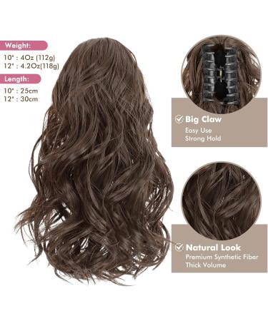 REECHO 12 Short Curly Claw Clip Ponytail Extension - Natural Wavy Synthetic Hairpiece, Dark Chocolate Brown - Buy Online on SooperMarket.com