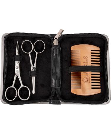 Three swords - care set Gladio for daily beard care beard beard shears nose hair scissors art leather case - brand quality (5526) BartSet "Gladio"