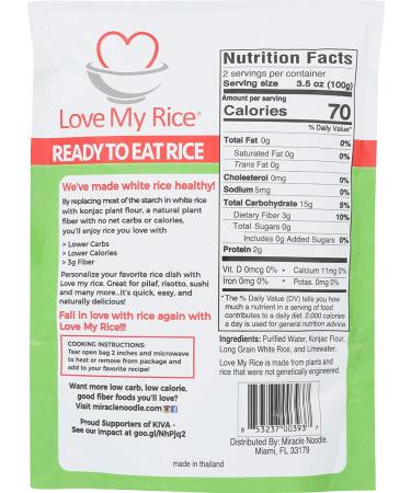 MIRACLE NOODLE Ready-to-Eat Love My Rice 7 OZ - Healthy Low-Calorie Meal - Buy Online on SooperMarket.com