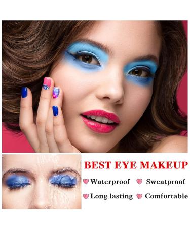 QIUFSSE Blue Eyeshadow Palette - 15 Colors Matte Glitter Blendable Eye Shadow Set for Women | Long Lasting Metallic Shades | Christmas Gift Idea - Buy Online on SooperMarket.com