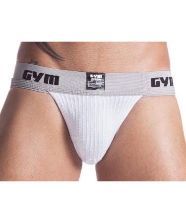 Gym Workout Jockstrap with 2" Waistband White Medium