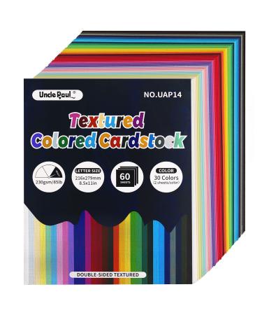 60 Sheets Textured Colored Cardstock - 8.5 x 11.0 inch / 30 Colors 85Ib 230gsm 21.6 x 27.9 cm Heavyweight Card Paper for DIY Card Art Paper Crafting Scrapbook Festive Decor UAP14
