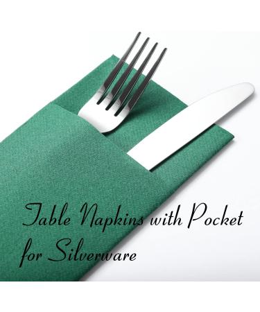 LEKOCH 50 PCs Green Cutlery Napkins - Premium Quality Air Laid Fabric 40x37 cm - Ideal for Weddings & Events - Buy Online on SooperMarket.com