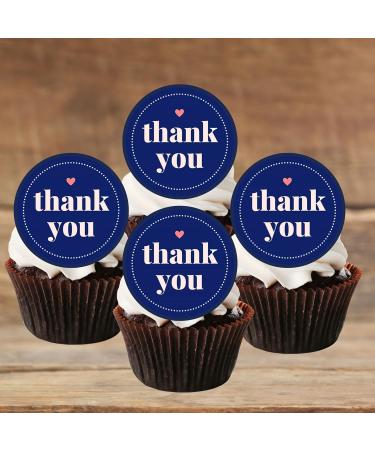 24 PRECUT Thank You Cupcake Toppers Theme #3 Edible Thank You Cake Decorations Thank You Cupcake Topper Thank You Cake Toppers Edible Thanks Birthday Decoration - Buy Online on SooperMarket.com