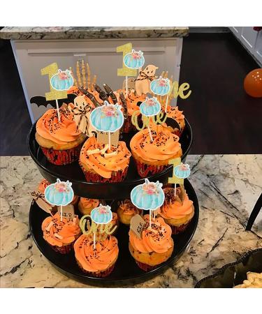 Rsstarxi 24 Pack Pumpkin One Cupcake Toppers Pumpkin 1st Birthday Cupcake Picks Decorations for Fall Theme Baby Shower Kids First Birthday Party Cake Decorations Supplies Blue Design 12 Blue - Buy Online on SooperMarket.com