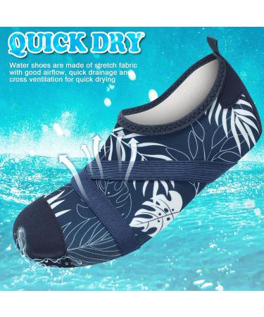 VIFUUR Water Shoes for Women and Men - Blue Leaf | Quick Dry Aqua Socks for Beach, Swim, Yoga, Outdoor Sports - Buy Online on SooperMarket.com