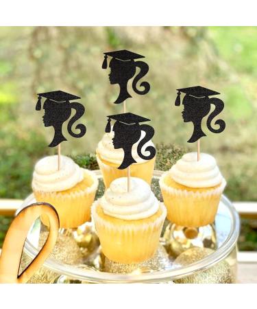 Cyodoos 24pcs 2024 Girl Graduation Theme Black Cupcake Toppers Girl Graduate Silhouette Cupcake Picks 2024 Students Graduation Theme Party Cake Decorations Supplies Graduation2 - Buy Online on SooperMarket.com