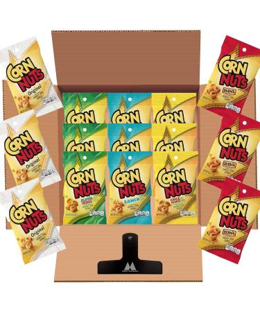 Corn Nuts Variety Pack - 15 Pack - 4oz Each - Jalapeno Cheddar, Chile Picante, Ranch, Original, BBQ Flavors - Bulk Box with Bag Clip | Mighty Merchandise - Buy Online on SooperMarket.com