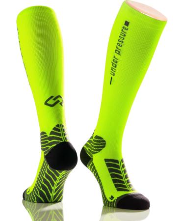 Runattack High-Performance Compression Socks: 18-21mmHg Sports Stockings for Running | Size 39-42 Neon Yellow - Buy Online on SooperMarket.com