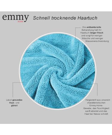 Emmy Home Hair Turban Set - 100% Cotton Quick-Drying Towel for Long Hair - 2 Piece Blue Turban with Button - Buy Online on SooperMarket.com