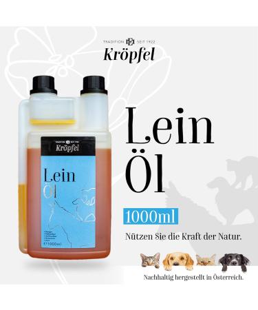 Kr p l Premium Linseed Oil for Animals - 1000ml Omega 3 Dietary Supplement for Horses Dogs & Cats - High-Quality Cold-Pressed Flax Seed Oil - Made in Austria - Buy Online on SooperMarket.com