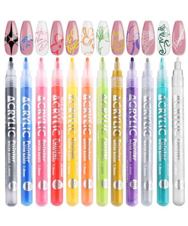 U-Shinein 12 Colors Nail Art Pens  3D Painted Drawing Nail Graffiti Pen  Liner Nail Point Quick Dry & Waterproof Nail Art DIY Painting Pen  Doting Flower Letter Abstract Lines Details Pen Nail Art Kit