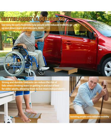 Premium Wooden Step Stool for Adults & Seniors | Non-Slip Rubber | 450 lb Capacity | Indoor/Outdoor Platform | Ideal for Kitchen, Bathroom, Bedside - Buy Online on SooperMarket.com