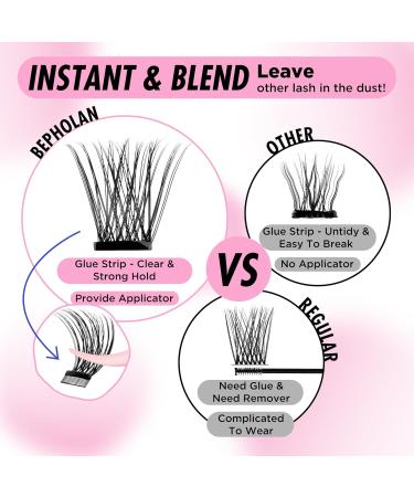 BEPHOLAN Self-Adhesive Lash Clusters Kit - 100pcs D Curl Eyelashes (10-16MM) with Tweezers - No Glue Needed for Easy Application - Buy Online on SooperMarket.com