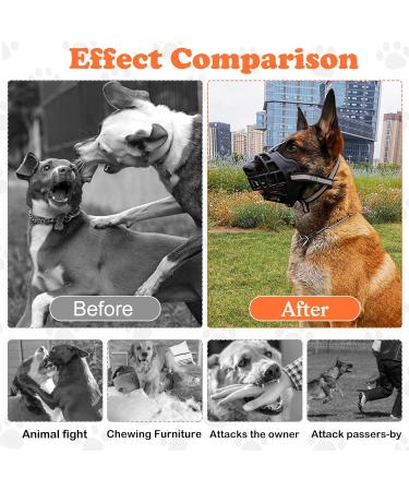 Breathable Basket Muzzle for Large Dogs | Adjustable Comfortable & Secure | Prevent Barks Biting & Chewing (35-39 cm Up to 60 lbs) - Buy Online on SooperMarket.com