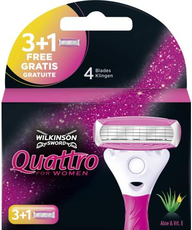 Wilkinson Sword Quattro for Women Razor Blades for Ladies Razors 3 + 1 Pcs
