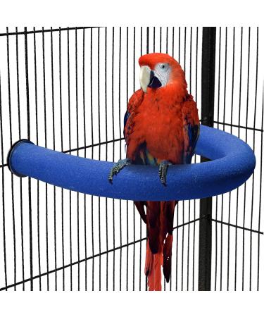 TeTupGa U Shape Parrot Perch Stand Pet Toy Bird Platform Sand Paw Grinding Clean Stick Cage Exercise Conure Budgie Cockatiel Accessories (Blue Large)