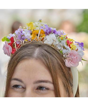 Ginger Ray Gold Flower String Band - Bride to Be Headband with Artificial Flowers for Hen Party - Buy Online on SooperMarket.com