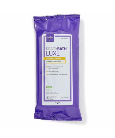 Medline ReadyBath LUXE Antibacterial Body Cleansing Cloth Wipes Scented Extra Thick Wipes (8 Count Pack 24 Packs)