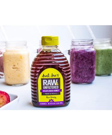 Aunt Sue's Raw & Unfiltered Wildflower Honey 32oz (2 LB) - Pure Strained Honey - Buy Online on SooperMarket.com