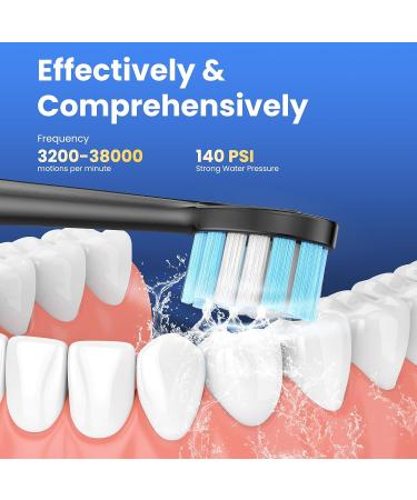 3-in-1 Water Dental Flosser & Electric Toothbrush - 4 Modes, Portable & Travel-Friendly (Black) - Buy Online on SooperMarket.com