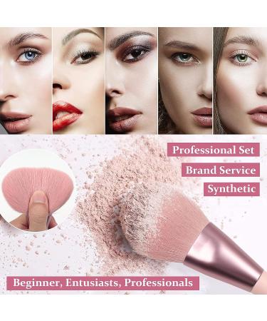 Premium Synthetic Pink Makeup Brush Set with Cleaning Mat - 12pcs Kabuki Powder, Blush, Foundation, Concealer, Eye Shadow Brushes | Makeup Tools - Buy Online on SooperMarket.com