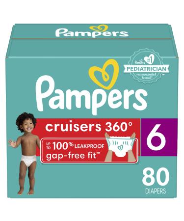 Pampers Diapers Pull On Cruisers 360 Fit Disposable Baby Diapers with Stretchy Waistband Enormous Pack (Packaging May Vary), Size 6, 80 Count Size 6 (Pack of 80)