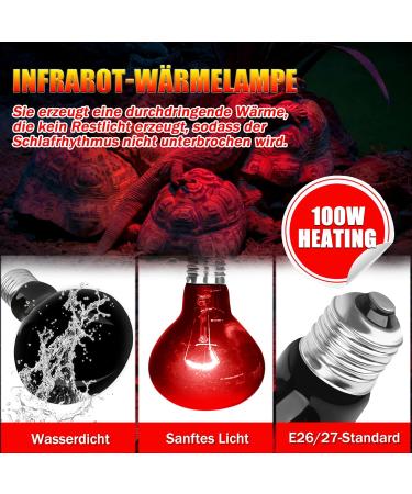 Neptonion 100W Infrared Heat Lamp for Reptiles | UVA Basking Spot Lamp for Snakes Chameleons Geckos & More - Buy Online on SooperMarket.com