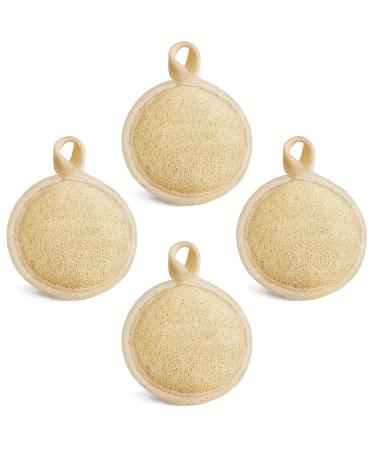 Face Exfoliating Loofah Pad Scrubber, Manual Facial Cleansing and Makeup Remover Brush 4 Pieces, Natural Loofa Sponge Pads Massage Pores and Clean Blackheads Without Hurting the Skin 4 Count (Pack of 1) Beige